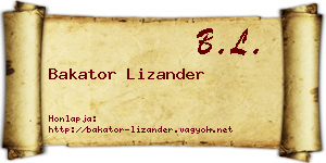 Bakator Lizander névjegykártya